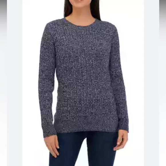 Club Monaco | Black heavy knit crew neck wool sweater with white flecks - Picture 7 of 8